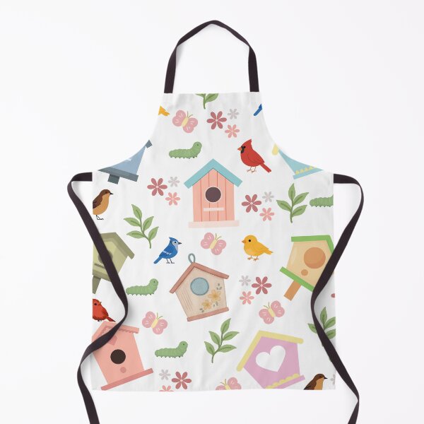 Item preview, Cute Birdhouse & Bird Pattern On White Background | Whimsical Spring Pattern | Colorful Nature Inspired Pattern designed and sold by swdesigns714.