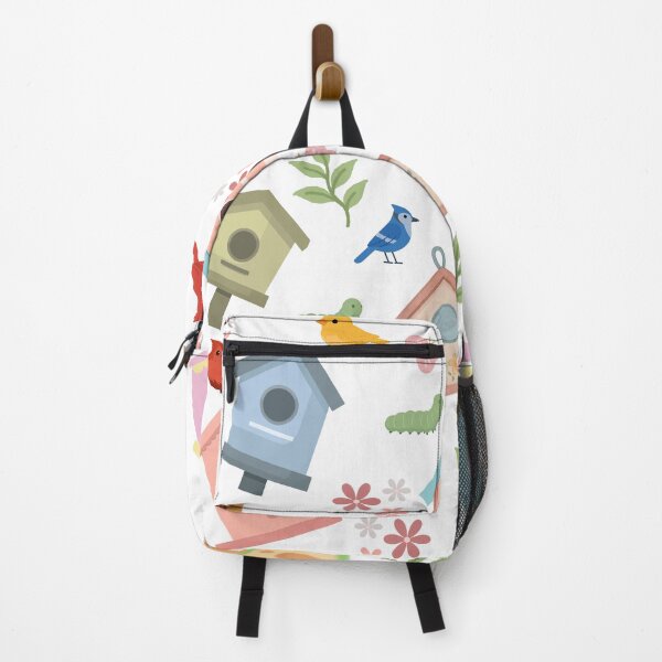 Item preview, Cute Birdhouse & Bird Pattern On White Background | Whimsical Spring Pattern | Colorful Nature Inspired Pattern designed and sold by swdesigns714.