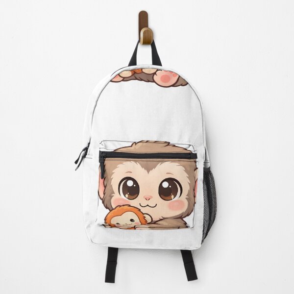 Item preview, Cute Baby Monkey With Plush Toy Kawaii Animal Meme Sticker & T-Shirt designed and sold by Mandardesigns09.