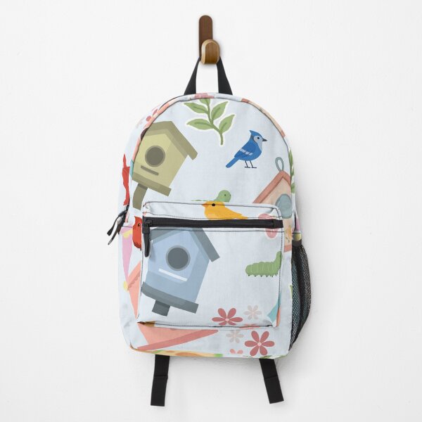 Item preview, Cute Birdhouse & Bird Pattern On Blue Background | Whimsical Spring Pattern | Colorful Nature Inspired Pattern designed and sold by swdesigns714.