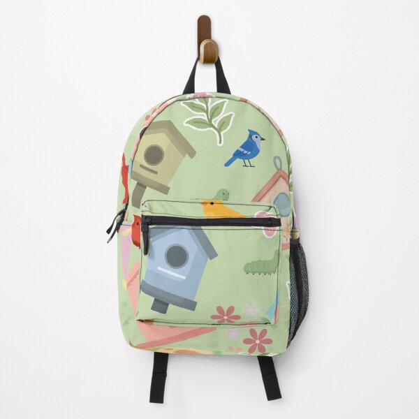 Item preview, Cute Birdhouse & Bird Pattern On Green Background | Whimsical Spring Pattern | Colorful Nature Inspired Pattern designed and sold by swdesigns714.