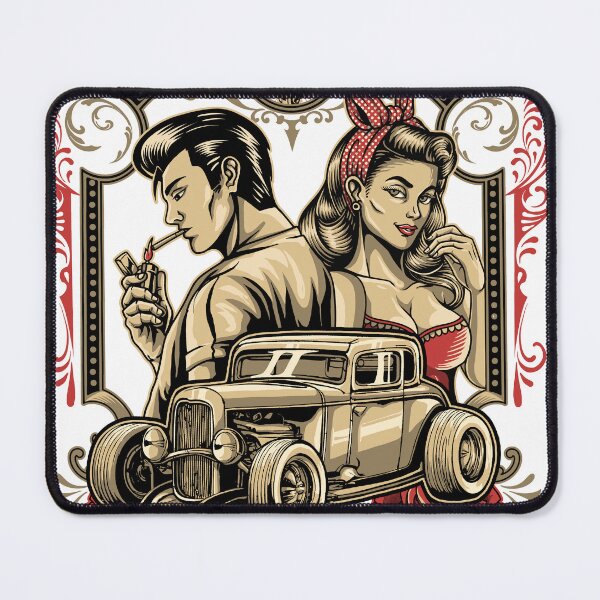 Item preview, Rockabilly Vintage Tattoo Design – Retro 50s Pin Up Girl Classic Car Rockabilly Culture Artwork designed and sold by Valisdesign.