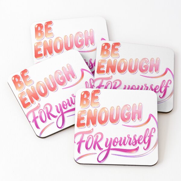 Item preview, "Be Enough For Yourself" – Soft Pink-Orange Self-Worth Motivational Sticker Art designed and sold by ARTCREATESHOP.