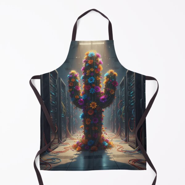 Item preview, Solarpunk Oasis: Vibrant Floral Cactus in a Cyberpunk Server Room designed and sold by RBCTk.