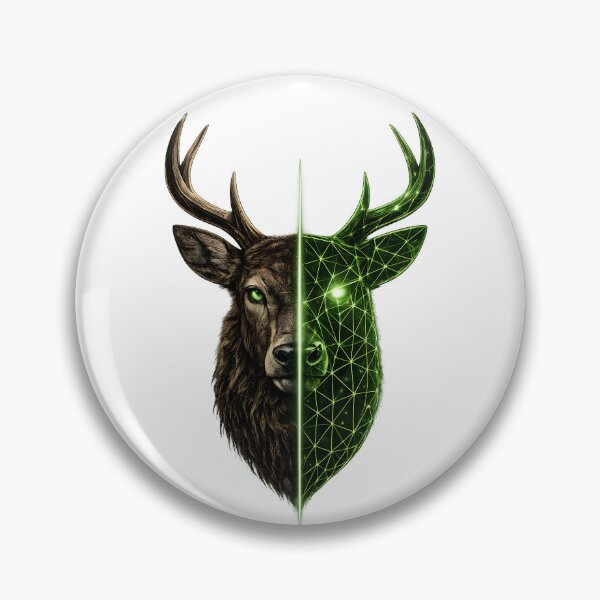 Item preview, Cyber Deer Split Face – Geometric Stag Animal Design designed and sold by CreativeMindsetLab.