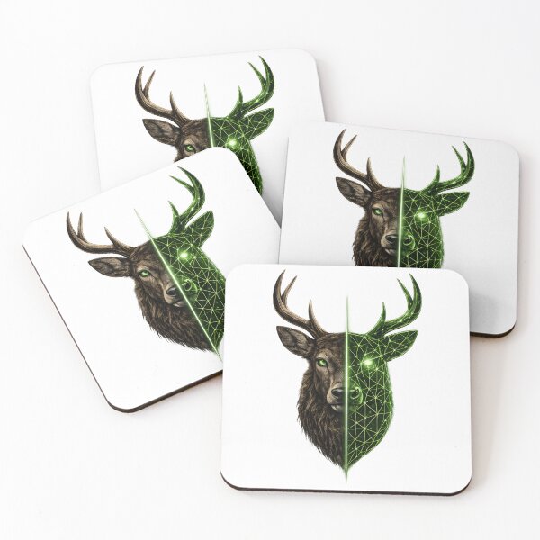 Item preview, Cyber Deer Split Face – Geometric Stag Animal Design designed and sold by CreativeMindsetLab.
