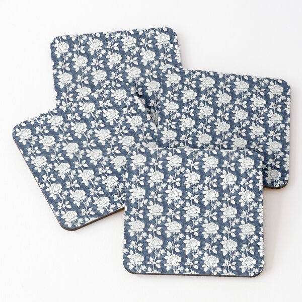 Item preview, Vintage Blue Floral White Rose Pattern designed and sold by LouieVanille.