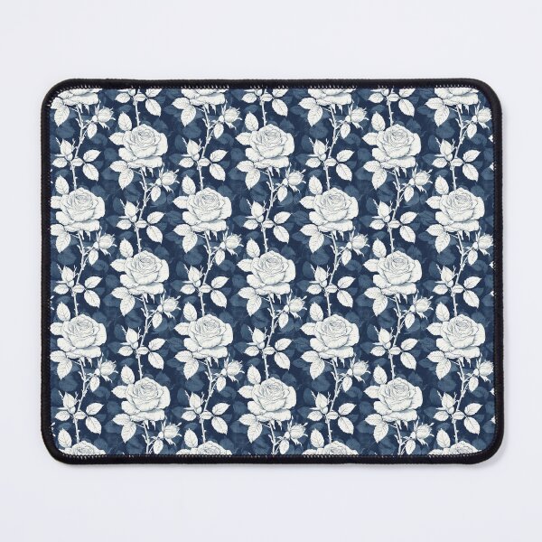 Item preview, Vintage Blue Floral White Rose Pattern designed and sold by LouieVanille.