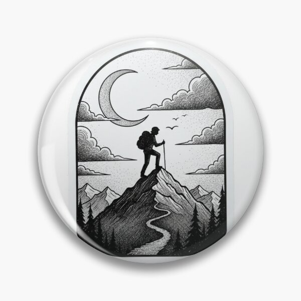 Item preview, Night Mountain Hiker Under Crescent Moon Adventure Sticker designed and sold by Darkness Hole.
