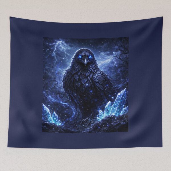 Item preview, Raven Spirit Animal – Dark Fantasy Shadow Raven Crystal Storm Art designed and sold by GeoWild Designs.