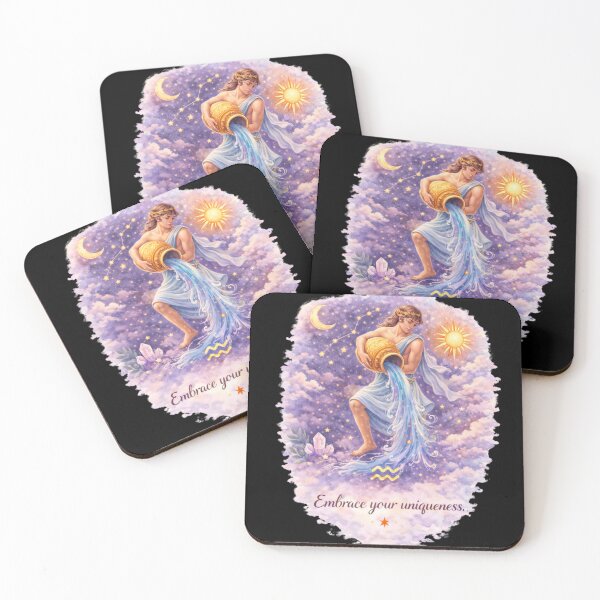Item preview, Aquarius Zodiac Sign Watercolor Illustration – Celestial Astrology Art, Water Bearer Constellation, Aquarius Gift designed and sold by ChemiroL.