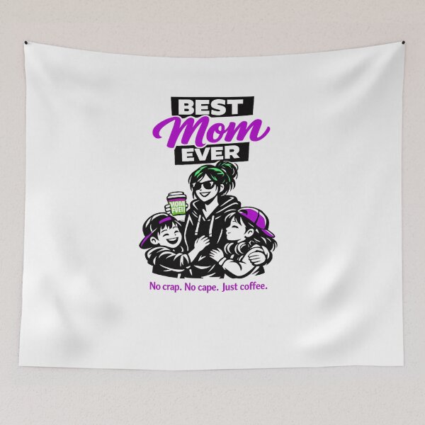 Item preview, Copy of Best Mom Ever -  No crap.  No cape. Just coffee (Purple edition) designed and sold by Teacuppupdesign.