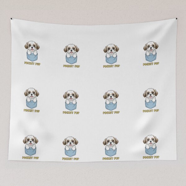 Item preview, Pocket Pup Shih Tzu Playful Hand-Drawn Dog Peeker designed and sold by NatureUnleashed.