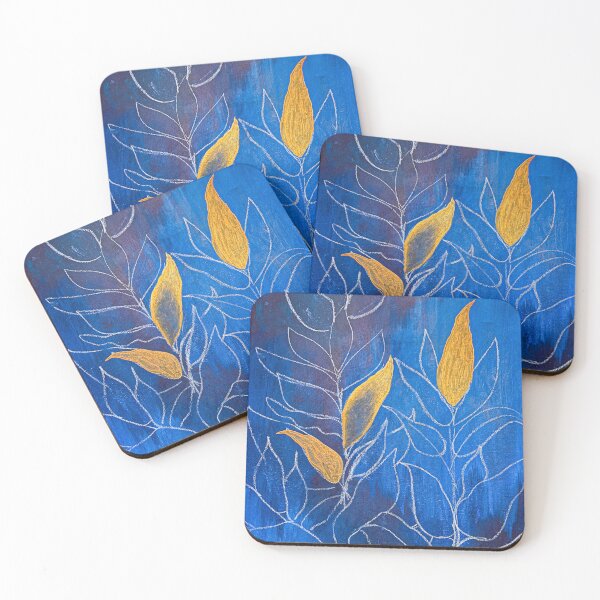Item preview, Yellow leaves on blue background  designed and sold by Cozy-12.