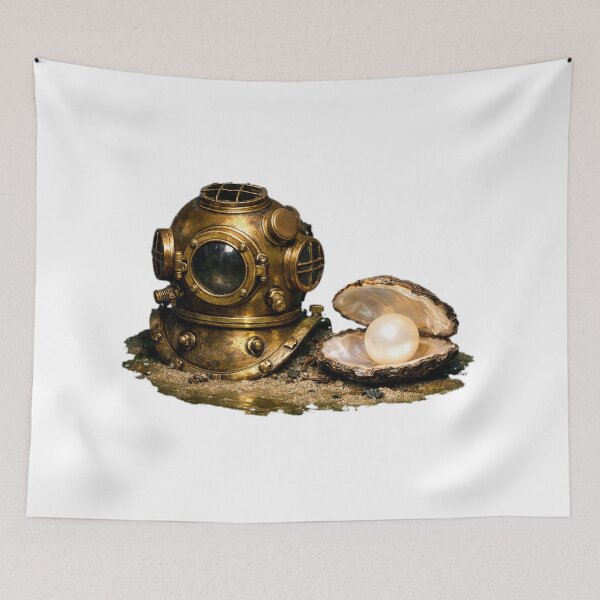 Item preview, Antique Diving Helmet and Pearl Oyster designed and sold by TailTraceDesign.