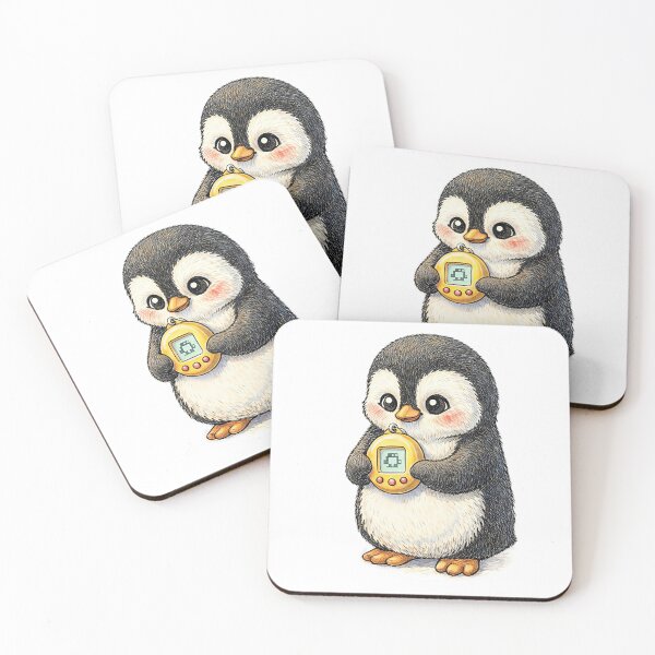 Item preview, Standing Penguin with Tamagotchi – 90s Retro Sticker Illustration designed and sold by Felixuss.