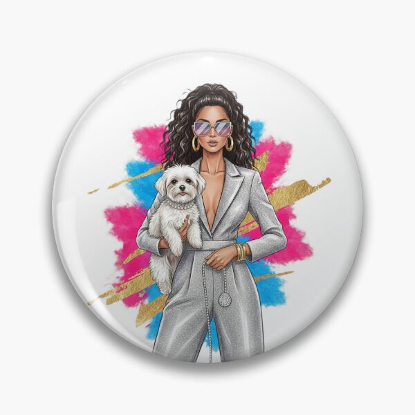 Item preview, Glamorous Woman With Dog Art – Trendy Fashion Girl & Puppy Illustration – Stylish Pet Lover Aesthetic Design – Chic Dog Mom Graphic designed and sold by Ditstyle.