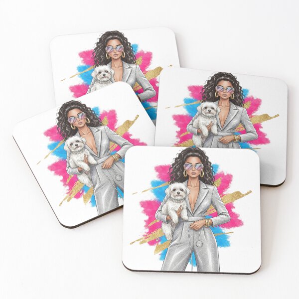 Item preview, Glamorous Woman With Dog Art – Trendy Fashion Girl & Puppy Illustration – Stylish Pet Lover Aesthetic Design – Chic Dog Mom Graphic designed and sold by Ditstyle.