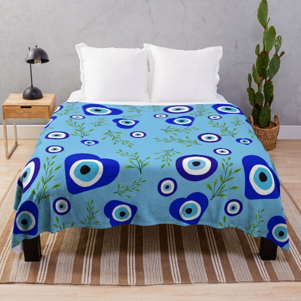 Item preview, Blue mural with Greek nazar eyes protection designed and sold by Karitza Daniela.