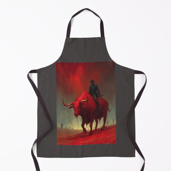 Item preview, Surreal Red Bull with Rider in Fog designed and sold by Piotrek0001.
