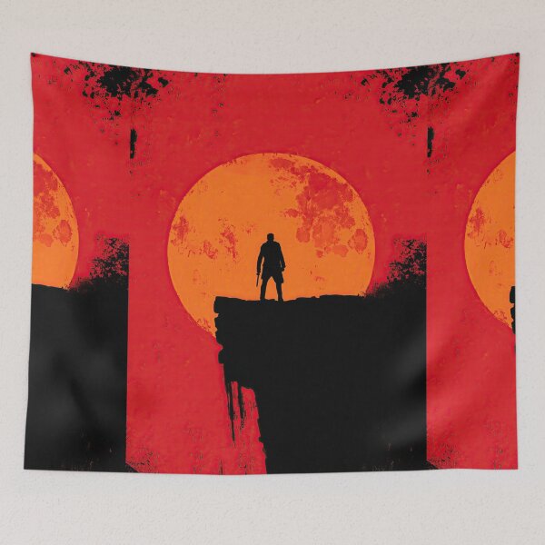 Item preview, Lone Figure Standing Against Huge Red Moon designed and sold by Piotrek0001.
