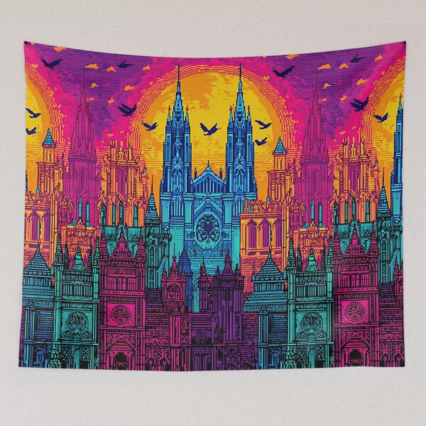 Item preview, Psychedelic Neon Gothic Cathedral Cityscape designed and sold by Piotrek0001.