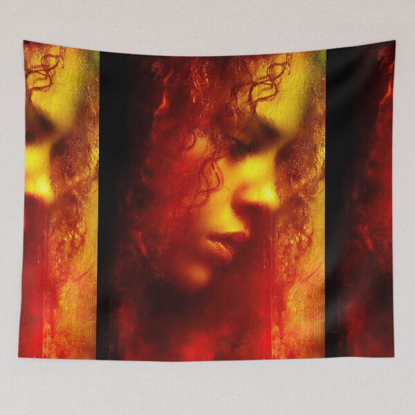 Item preview, Abstract Burning Red Face Profile Portrait designed and sold by Piotrek0001.