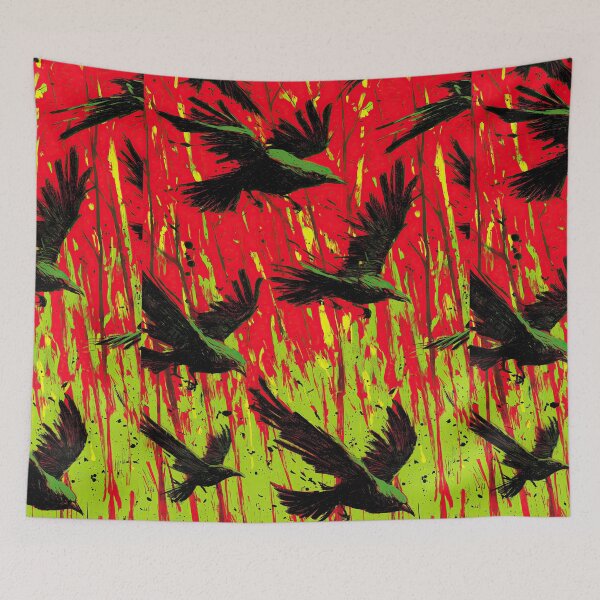 Item preview, Flock of Black Birds Flying in Red Sky designed and sold by Piotrek0001.