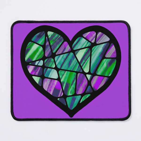 Item preview, Stained Glass Heart Green & Purples designed and sold by um, sure art.