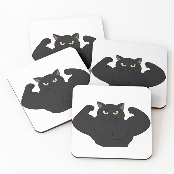 Item preview, muscular black cat designed and sold by natkale.