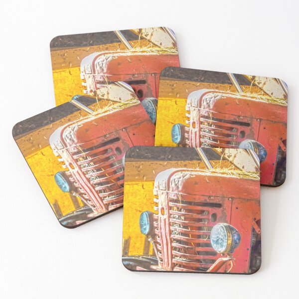 Item preview, Old red tractor in a dusty barn designed and sold by Michael Brewer.
