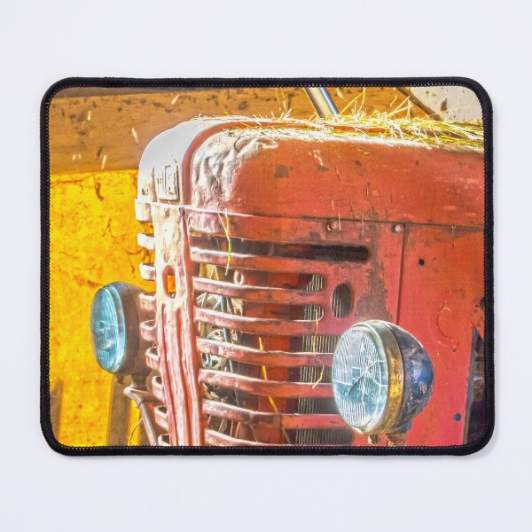 Item preview, Old red tractor in a dusty barn designed and sold by Michael Brewer.