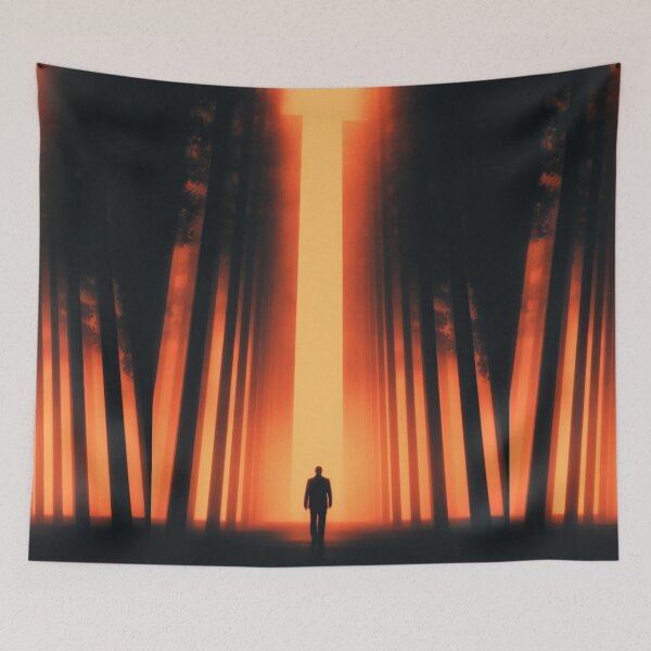 Item preview, Tiny Silhouette Under Glowing Forest Arch designed and sold by Piotrek0001.