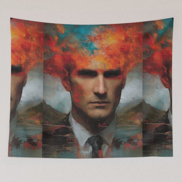 Item preview, Surreal Man with Glowing Orange Brain Explosion designed and sold by Piotrek0001.
