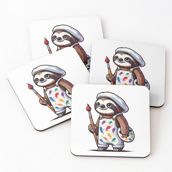 Item preview, Funny Artist Sloth – Cute Painter Sloth Gift Design designed and sold by CyfroweMysli.