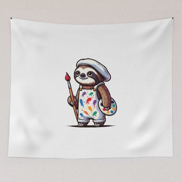 Item preview, Funny Artist Sloth – Cute Painter Sloth Gift Design designed and sold by CyfroweMysli.