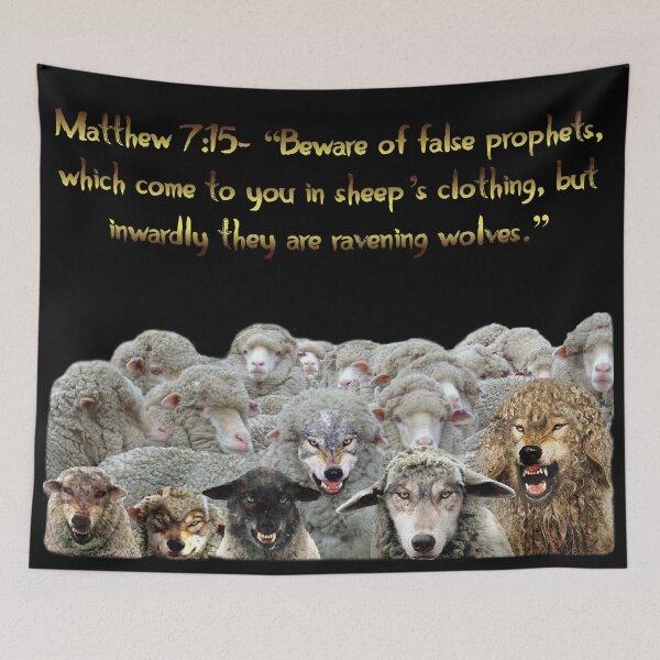 Item preview, Matthew 7:15- “Beware of false prophets, which come to you in sheep’s clothing, but inwardly they are ravening wolves.” designed and sold by ✠Extra✠Ecclesiam✠Nulla✠Salus✠.