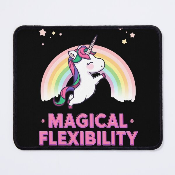 Item preview, Unicorn doing yoga pose and rainbow aura shining, Magical Flexibility 8 designed and sold by Neon G.