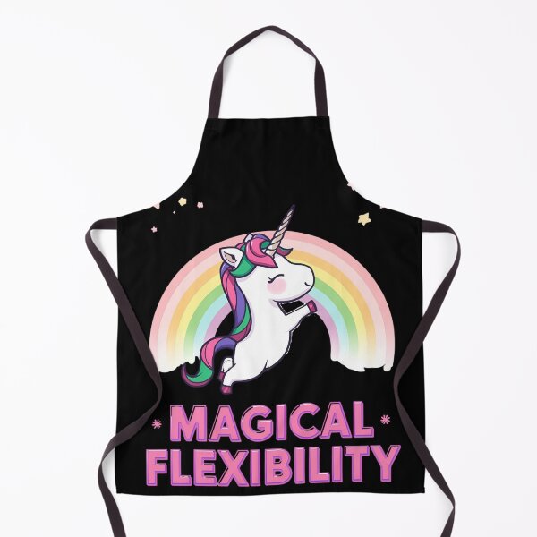 Item preview, Unicorn doing yoga pose and rainbow aura shining, Magical Flexibility 8 designed and sold by Neon G.