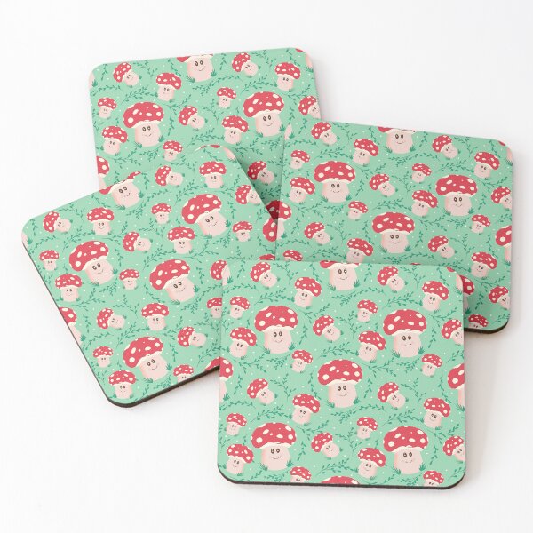 Item preview,  Cute Fungi Pattern Red on Green designed and sold by YaldiDesign.