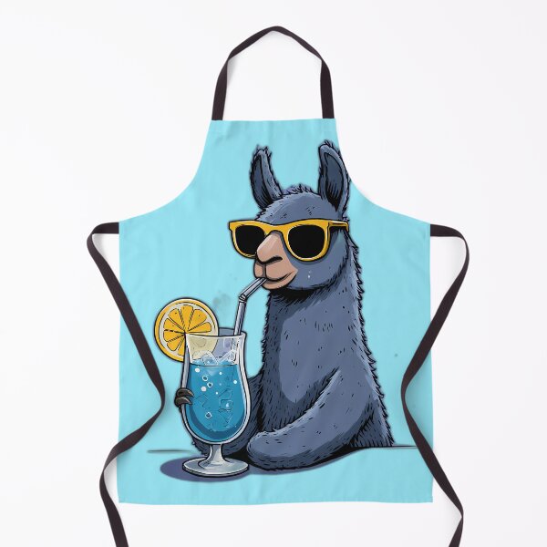 Item preview, Blue Lagoon Llama in Yellow Shades – Cool Summer Cocktail Sip Illustration designed and sold by Beachy Beasts.