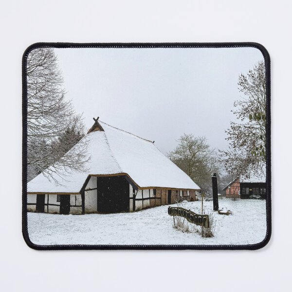 Item preview, German half-timber house with red roof in the snow in Zirkow, Rügen Island, DE designed and sold by Michael Brewer.