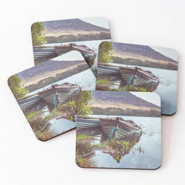 Item preview, Anchored Rowboats on a Quiet Connemara Lake designed and sold by AshleyMobleyArt.