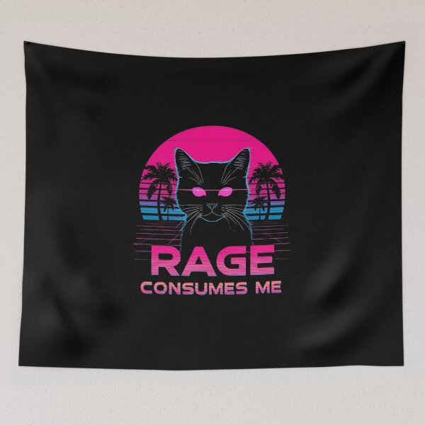 Item preview, Rage Consumes Me Vaporwave Cat designed and sold by LunaMagicStudio.