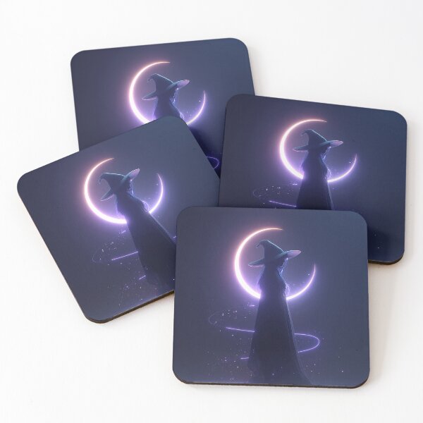 Item preview, Crescent Witch Silhouette – Neon Moon Anime Magic designed and sold by NeonHorizon Studio.