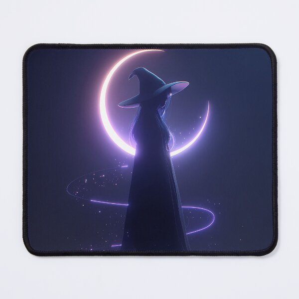 Item preview, Crescent Witch Silhouette – Neon Moon Anime Magic designed and sold by NeonHorizon Studio.