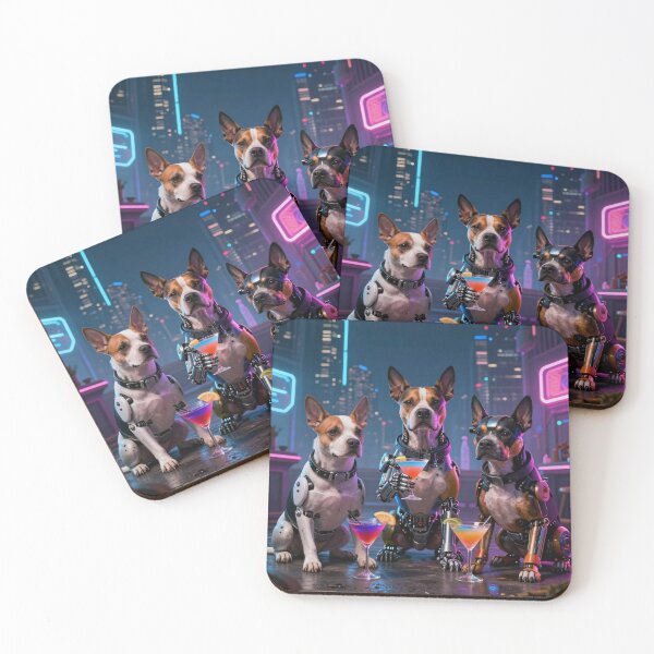 Item preview, Cyberpunk Boston Terriers - Neon Night Cocktail Party designed and sold by paplyy.