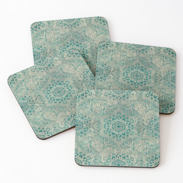 Item preview, Elegant Golden Teal Art Deco Mandala Boho Geometry Pattern designed and sold by Bloomery Decor.