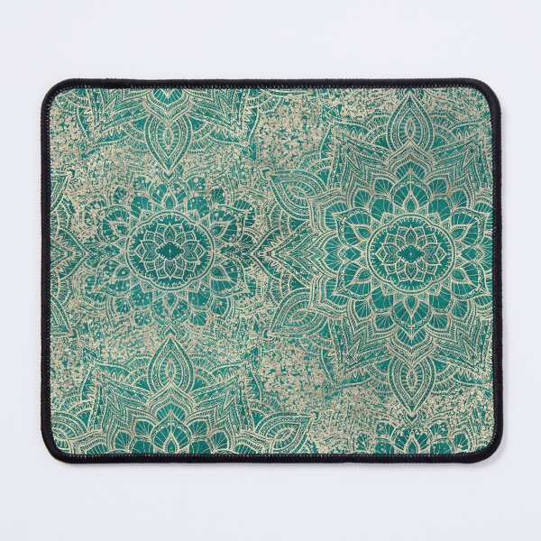 Item preview, Elegant Golden Teal Art Deco Mandala Boho Geometry Pattern designed and sold by Bloomery Decor.
