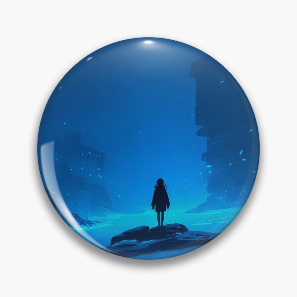 Item preview, Blue Silent Expanse – Anime Explorer in Neon Ice Canyon designed and sold by NeonHorizon Studio.